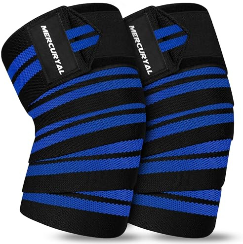 MERCURYAL Pack 2 Rodillera Gimnasio Powerlifting, Elástico 2M – Rodilleras Gym - Rodillera Vendaje para Levantamiento de Pesas - Rodilleras Soporte para Musculación Squat Entrenamiento Fitness