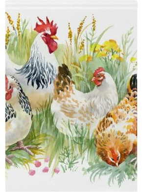 Rustikale Landhausflagge mit Huhn, Hahn, Gras, weiß, 30,5 x 45,7 cm, doppelseitig, Willkommensgartenflaggen für Außenbereich, Hof, Outdoor, Zuhause, kleine saisonale Feiertage, Rasen, Terrasse,
