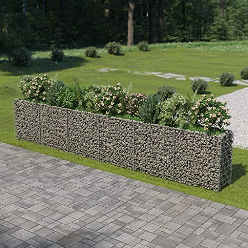 TANZEM Gabionen-Hochbeet, Palettenrahmen, Hochteich, Gemüsebeet, Kräuterregal Balkon, Blumenbeet, Kräuterspirale, Tomatenbeet, Pflanzhochbeet, Verzinkter Stahl 540×50×100 cm