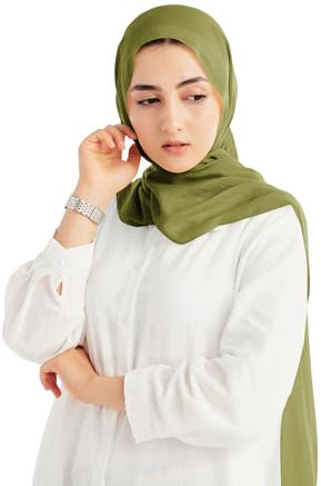 Xirhoot Baumwoll-Hijab-Schal für muslimische Frauen, Oliv/Blatt für mich (Leaf It to Me), stardand