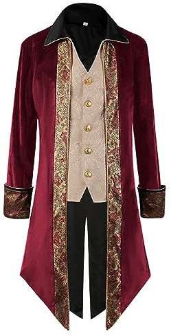 Karneval Kostüm Herren Frack Mantel Gothic Mittelalter Kleidung Viktorianischen Uniform Langarm Smoking Jacke Retro Langer Button Kleidung Piraten Party Piraten Vampir Cosplay