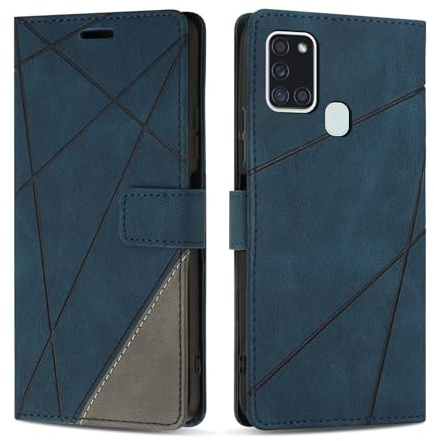 SONWO Case for Samsung Galaxy A21s, Premium PU Leather Flip Wallet Case Cover with Magnetic Closure and Card Slots, Phone Case for Galaxy A21s, Blue