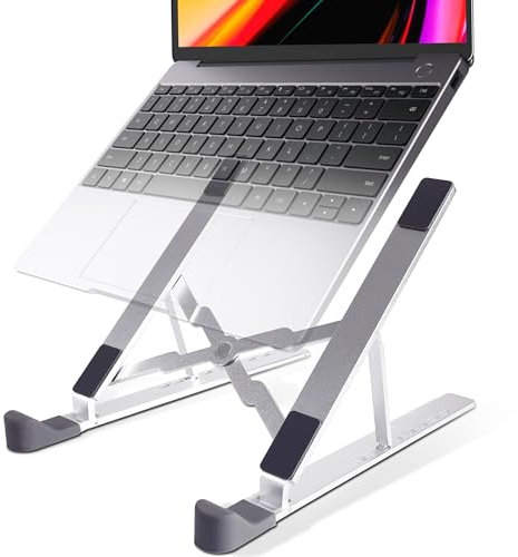 POWERSUP Adjustable Laptop Stand for Desk Aluminium Alloy Laptop Riser with 6-Angle Adjustment Foldable Computer Holder for 10-16 Laptops(Silver)