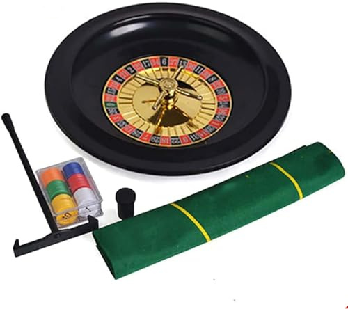 GALPBBCADE Hölzernes Roulette-Rad tragbar 12 Zoll Roulette Tischspiel Roulette Spiel Aus Holz Roulette Spiel Casino Set Unterhaltungs Freizeit Tischspiele Für Familienspaß,001
