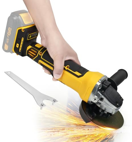 Cordless Angle Grinder for Dewalt 20v Batteries, 6600RPM Brushless Electric Grinder, Variable Speed Metal Grinder for 4.9''Wheels with Adjustable Auxiliary Handle for Cutting, Polishing（No Battery)
