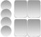 SALEX Replacement Metal Plates Set 8 Pack for Magnetic Car Phone Holders, Wall, Air Vent Mounts, Cases, Magnets. Kit of 4 Silver Round and 4 Rectangular Iron Discs Without Holes. 3M Adhesive Backing.