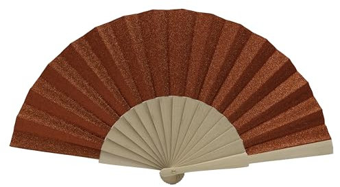 MAPIMANIA - Ventaglio Legno Pieghevole in Tessuto Glitter Color Rosso, Ventagli Matrimonio Personalizzati, Ventaglio Giapponese Resistente, Gadget Cerimonia