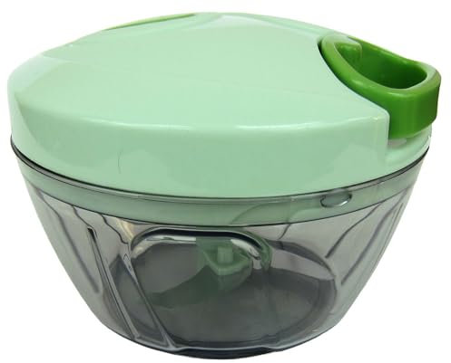 MiniPicadora Manual Silvano, Trituradora de Alimentos, Picadora de Carne y Vegetales, Procesador de Alimentos, Picadora Manual con Cuerda, Cuchillas de Acero Inoxidable, Capacidad 400ml