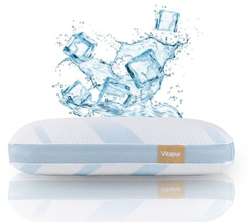 Vitapur Memosilver Premium Kissen 40x60 - Kühlkissen mit Silberionen | Orthopädischer Komfort gegen Nackenschmerzen | Kopfkissen mit Kühlfunktion für heiße Nächte | Cooling Pillow