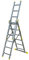 Bayersystem BS-DW 3x6 Mehrzweckleiter, 3x6 Sprossen, 3-teilige Alu-Kombileiter, bis 150 kg belastbar, max. Arbeitshöhe 4,05 m, Klappleiter, Multifunktionsleiter, Stehleiter, Silber/Gelb