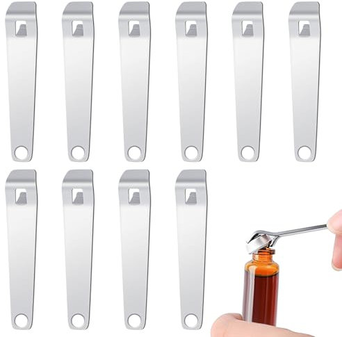Gjinxi Mini Bottle Opener Keyring Vial Decapper 10Pcs Phial Cap Remover Corkscrews Oral Liquid Caps Lifter Bottle Seal Openers Tool Drink Can Opener for Beer Beverages Kitchen Utensils Nurses Home Use