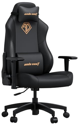 Anda Seat Phantom Kids Gaming Chair Ages 5-10 - Ergonomic Video Game Seat, Small Reclining Computer Chair for Boys & Girls, Neck & Lumbar Pillows - Children's Black PVC Leather Junior Desk Seat