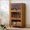 Sammlung Vitrine,Acryl Sammlung Vitrine, natürlicher Bambus Rahmen,staubdicht, passend für Haus und Büro Gebrauch (3-floors-60cm, Wood Color)
