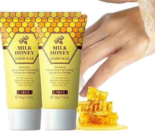 Handmaske, 2 Stück Milch Honig Peel Off Handwachs, Honig Peel Off Maske, Handpflege Hydrating Peeling Nagel Hand & Fuß Peeling Maske, Hand Moisturizing Handschuhe Serum für rissige Hände, trockene,