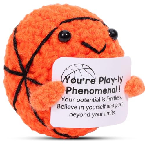 AICase Basketball Geschenke Positiver Gehäkelter Basketball Mini-Puppe Basketball zur Emotionalen Unterstützung Geschenk Emotionales Unterstützungsgeschenk für Kinder und Erwachsene Männer Frauen