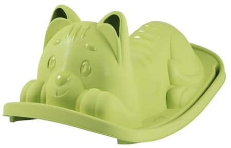 Smoby Life Balancín Gato Verde - Asiento Ergonómico, Orejas para Agarre, Anti-UV, Plástico Reciclado – Juego infantil aire libre,+ 18 Meses (7600830108)