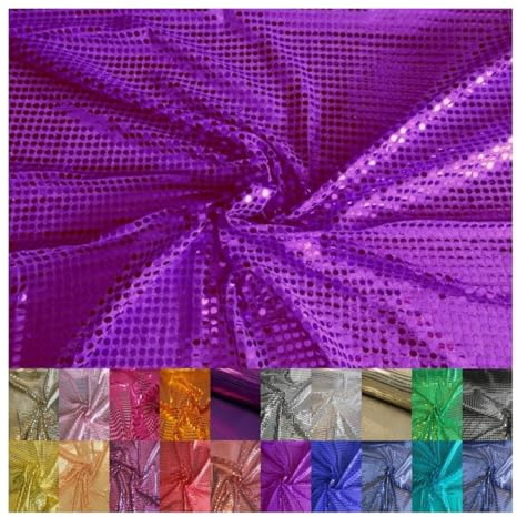Fabrics-City violett Paillettenstoff stretch Mesh Stoff Meterware zum nähen Pailletten 6mm Karneval Kostüm Faschingsstoff sparkling Paillettes Metallpailletten Lurex Stoffe für Mode Bühne, 2429