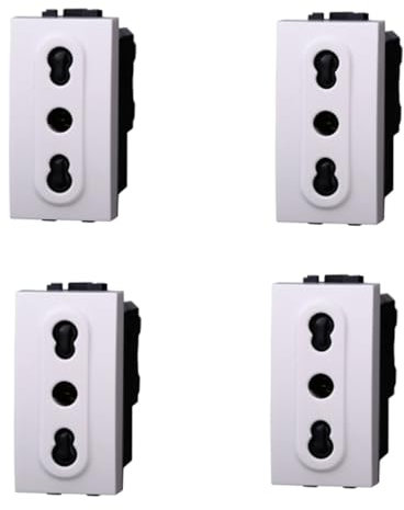 IXTRIMA Presa Bipasso 2P+T 10/16A 250V, Compatibile con Bticino Living Light, Set da 4 Pezzi, Bianco