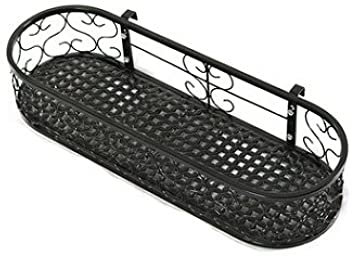 Fioriera da balcone in ferro battuto da appendere alla recinzione, cestino da finestra, supporto per vasi di fiori, cesto portaoggetti per balconi