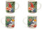Excelsa Tropical Chic Lot de 4 tasses en porcelaine avec motif perroquets et fleurs tropicales