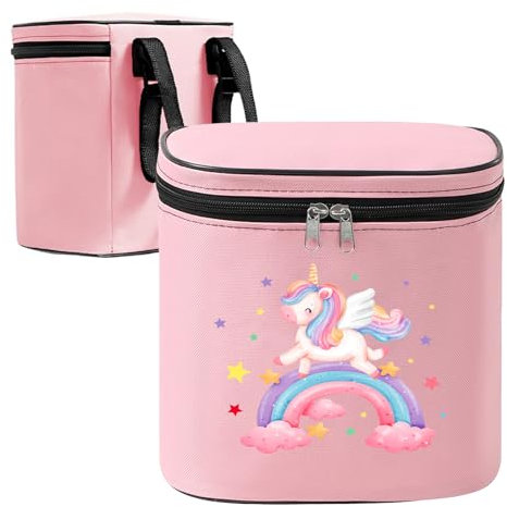 Fahrradkorb Kinder vorne mit Regenbogen Einhorn Design – Lenkertasche Kinder, Fahrradtasche für Mädchen, Robust & Leicht, Perfekt für Kinderfahrrad und Roller (Rosa)