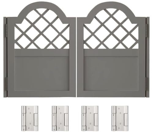 Puertas batientes de madera maciza personalizables, estilo salón doble con bisagras para bar, porche, cocina, escaleras o tabique de entrada (gris, 58 x 39 pulgadas)