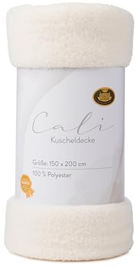 Gözze - Kuscheldecke Cali, Herrlich Flauschige und leichte Wohndecke, Sofadecke aus 100% Polyester, ca. 210 g/m², 150 x 200 cm - Wollweiß, Wollweiss