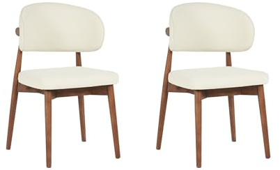 MAISON DES MEUBLES Lot de 2 chaises Teddy (Velours Beige Pieds Marrons, Lot de 2)