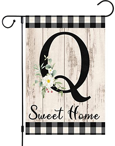 Monogrammbuchstabe Q Anfangsbuchstabe Fahnen Wetterbeständige Flaggen Doppelseitig Gartenflaggen Für Außenbereich Bar Deko Urlaub 30X45Cm