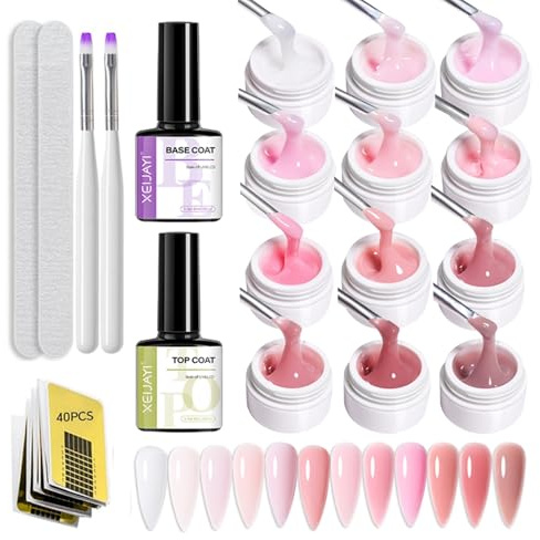 GZSYY Builder Gel für Nägel Aufbaugel für Gelnägel Nagelverlängerung Nail Set mit Top und Base Coat