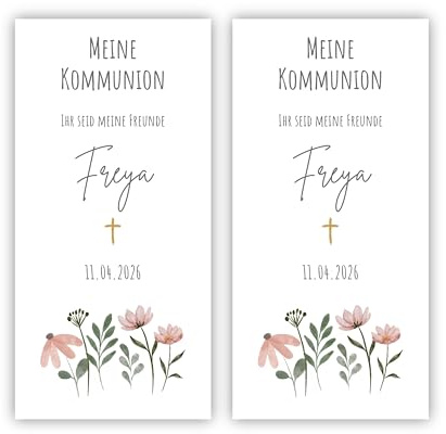 VILLA ROSA LOTTA Personalisierte Kerzenaufkleber 2x – DIY Kerzen Tattoo Bastelset für Kommunionskerzen