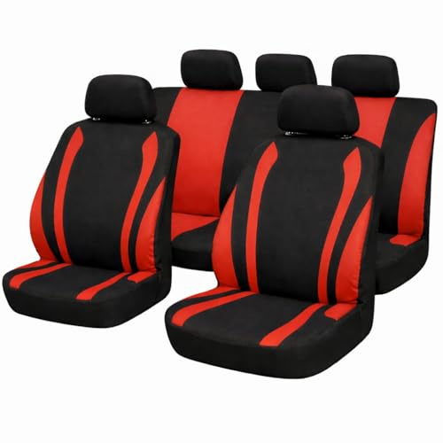 AutAng Sitzbezüge Schonbezug Sitzauflage Für VW Für Volkswagen Golf Passat Polo Tiguan Touareg Touran Jetta Beetle Bora Caddy Cc b7 EOS Id.3 4 5 Jetta Lupo Sharan T-Cross Taigo Up Vento (Rot)