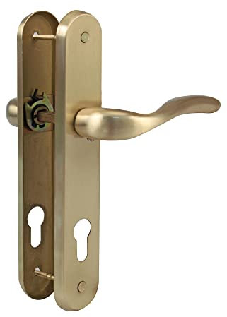 Amig - Set de Poignées sur Plaque d'Acier pour Porte | Mod. LENA | 238 x 40 mm | 70 mm | Laiton mat | Ensemble de poignée | Design Élegant et Simple | Pour porte