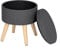 WOLTU® Sitzhocker mit Stauraum Fußhocker Aufbewahrungsbox, Deckel abnehmbar, Gepolsterte Sitzfläche aus Leinen, Massivholz, Dunkelgrau