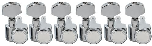 Musiclily Pro 6-in-line 2-pin Gitarren Locking Mechaniken Locking Tuners Set für Fender Strat Tele Style E-Gitarre, Chrom