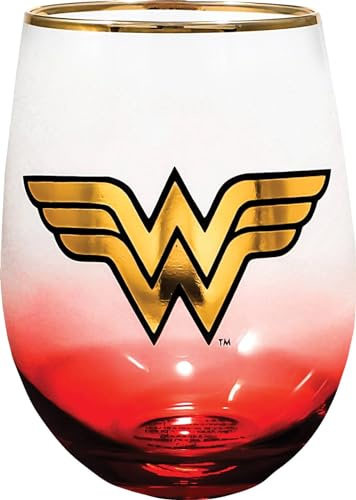 Spoontiques Wonder Woman Stemless Glass, 20 Ounces, Red