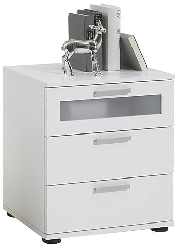 FMD Mesilla de Noche, Tabla de Madera aglomerada, Blanco, ca. 45x53,5x38 cm