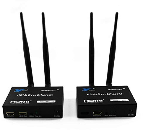 Dual Frequency Wireless HDMI Extender 656ft /200m WiFi Transmitter and Receiver Kit 1080P with IR Passback Support 1TX to 4RX