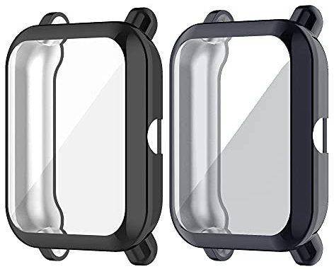 Chofit Custodie compatibili con Amazfit Bip U/GTS 2 Mini, pellicola protettiva per lo schermo, placcata in TPU, custodia protettiva per smartwatch Bip U/GTS 2 Mini/Bip U Pro/Bip S/Bip (nero) e grigio
