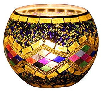 Mosaik Glas Kerzenhalter Vase Stift Halter, Crack Glas Mosaik Teelampenhalter, Romantische Teelampe Kerzenhalter Heimdekoration (A)