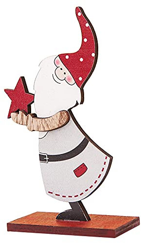 Wahuan Weihnachten Holz Schriftzug Weihnachtsmann Figur Xmas Deko Aufsteller Objekt Mini Weihnachtsbaum Schlitten Weihnachten Tischdekoration Dekofigur Weihnachtsschmuck (Weiß)