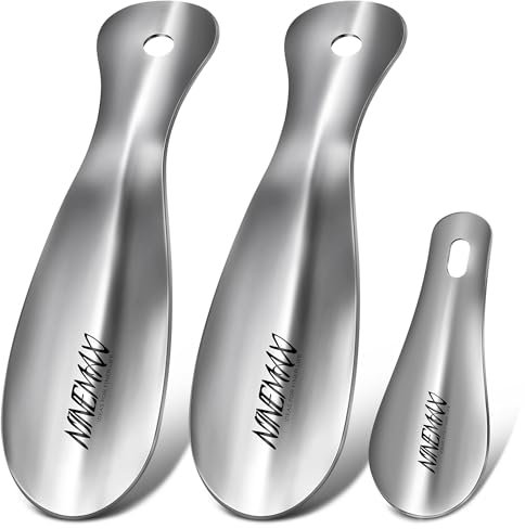 NINEMAX 2 Petit Chausse Pied MéTal Robuste19cm,1 Mini Chausse Pied 10cm,Parfait pour les Voyages,Paquet de 3