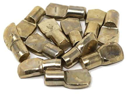 12 x fiXte Regal-Stecknadeln, Stahl, löffelförmig, 7 mm, für Regal, Schrank, Möbel, galvanisiertes Messing-Finish
