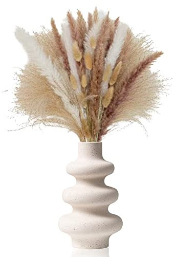 Pampasgras mattierte weiße Vase, perforierte Trockenblumenvase, Moderne dekorative Donut-Spiralvase, Hochzeitseinzugsgeschenk