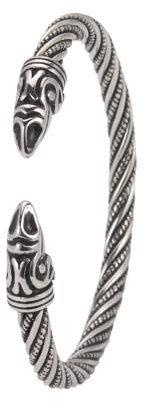 SIPURIS Wikinger-Armband für Herren, Rabenköpfe, nordische Wikinger, Armringe, verstellbare Öffnung, Edelstahl, gedrehte Kabelmanschette, Armreif, heidnischer Wicca-Schmuck