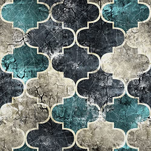 HEKO PANELS Stoff Oxford Meterware Canvas-Stoff Polyester Zum Nähen Nähstoffe Möbelstoffe Dekostoffe Handwerken Wasserabweisend Blickdicht Mosaik Marokkanisch 1 Meter 155 x 100 cm, DX1267