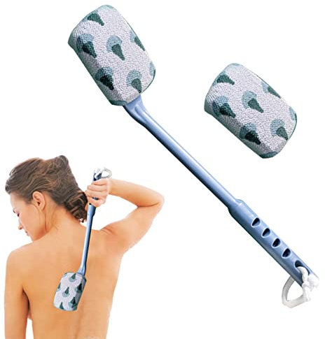 Visiblurry Rückenbürste mit langem Griff für die Dusche - Massage-Badebürsten mit Langen Griffen für ältere Menschen | Rückenschrubber für ältere Menschen mit eingeschränkter Armbewegung, Behinderte