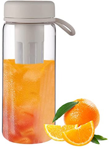 Jildouf Hielo, Jarra Cerveza fría Multifuncional 600 ml con Escala, infusor té café Helado portátil liviano para Bebidas frías Calientes, Botella Cerveza fría a Prueba Fugas