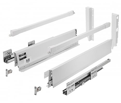 GTV - Modern Box Pro Schubladenschienen I L=400mm H=199mm I Weiss I Schublade mit Leises Schließen I Die Synchronisation des Fahrweges der Führungen I Belastung bis zu 40 kg I PB-MBPRO-KPL400C1