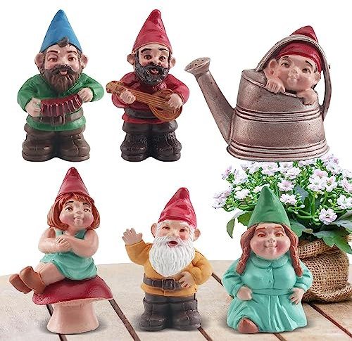 Sloane Gartenzwerg Lustiges Dekor,6 Stück Gartenfiguren Deko für Draußen Mini-Landschaftszwerg-Heimdekoration für Haus, Hof, Rasen, Balkon Dekoration